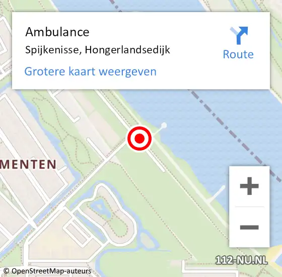 Locatie op kaart van de 112 melding: Ambulance Spijkenisse, Hongerlandsedijk op 8 juni 2018 14:17