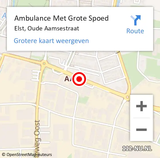 Locatie op kaart van de 112 melding: Ambulance Met Grote Spoed Naar Elst, Aamsestraat op 8 juni 2018 14:21