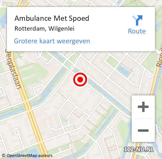 Locatie op kaart van de 112 melding: Ambulance Met Spoed Naar Rotterdam, Wilgenlei op 8 juni 2018 15:12