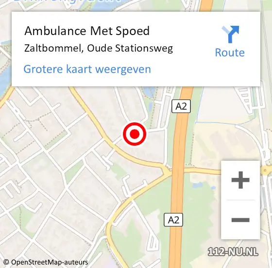 Locatie op kaart van de 112 melding: Ambulance Met Spoed Naar Zaltbommel, Oude Stationsweg op 8 juni 2018 15:53