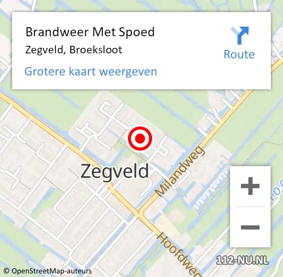 Locatie op kaart van de 112 melding: Brandweer Met Spoed Naar Zegveld, Broeksloot op 8 juni 2018 17:39