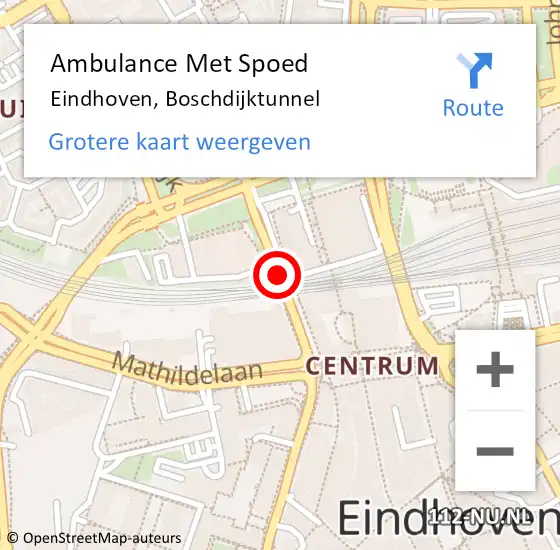 Locatie op kaart van de 112 melding: Ambulance Met Spoed Naar Eindhoven, Boschdijktunnel op 8 juni 2018 20:18