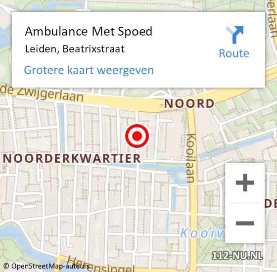 Locatie op kaart van de 112 melding: Ambulance Met Spoed Naar Leiden, Beatrixstraat op 8 juni 2018 22:47