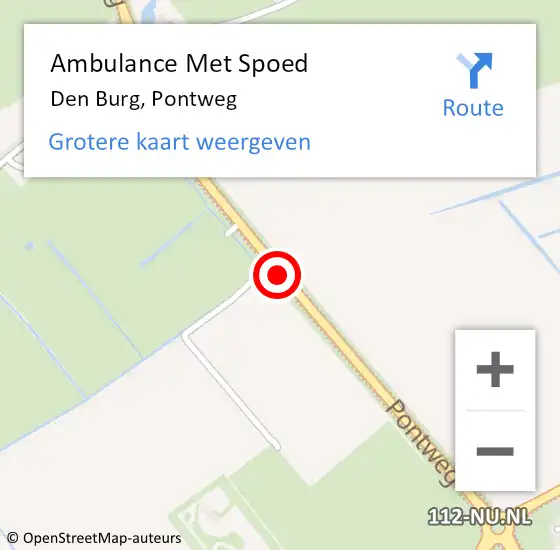 Locatie op kaart van de 112 melding: Ambulance Met Spoed Naar Den Burg, Pontweg op 8 juni 2018 22:53