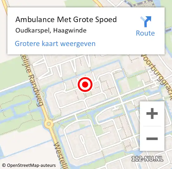 Locatie op kaart van de 112 melding: Ambulance Met Grote Spoed Naar Oudkarspel, Haagwinde op 8 juni 2018 22:57