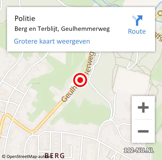 Locatie op kaart van de 112 melding: Politie Berg en Terblijt, Geulhemmerweg op 9 juni 2018 07:51