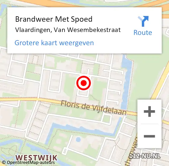 Locatie op kaart van de 112 melding: Brandweer Met Spoed Naar Vlaardingen, Van Wesembekestraat op 9 juni 2018 11:01