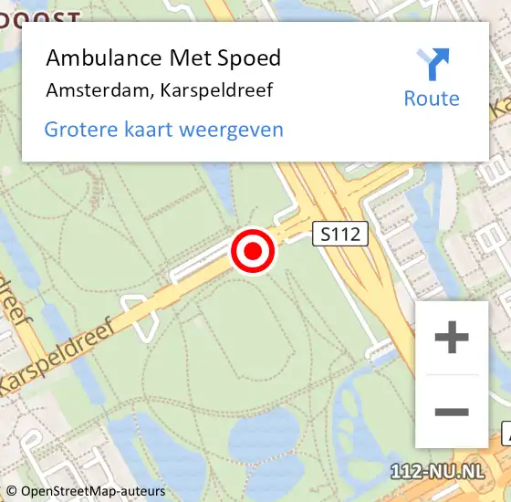 Locatie op kaart van de 112 melding: Ambulance Met Spoed Naar Amsterdam, Karspeldreef op 9 juni 2018 11:42