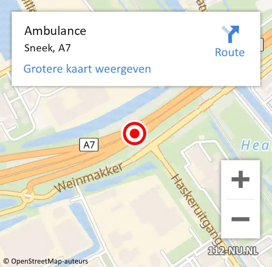 Locatie op kaart van de 112 melding: Ambulance Berkhout, A7 L op 9 juni 2018 11:56