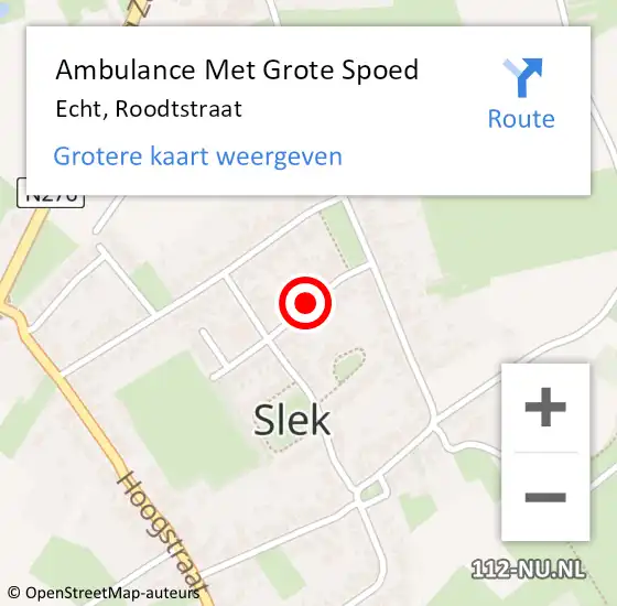 Locatie op kaart van de 112 melding: Ambulance Met Grote Spoed Naar Echt, Roodtstraat op 9 juni 2018 15:22