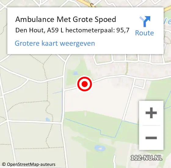 Locatie op kaart van de 112 melding: Ambulance Met Grote Spoed Naar Den Hout, A59 L hectometerpaal: 95,7 op 9 juni 2018 16:25