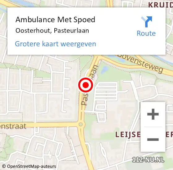 Locatie op kaart van de 112 melding: Ambulance Met Spoed Naar Oosterhout, Pasteurlaan op 9 juni 2018 16:49