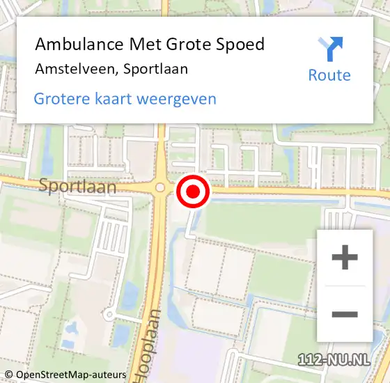 Locatie op kaart van de 112 melding: Ambulance Met Grote Spoed Naar Amstelveen, Sportlaan op 9 juni 2018 17:44
