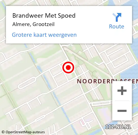Locatie op kaart van de 112 melding: Brandweer Met Spoed Naar Almere, Grootzeil op 10 juni 2018 01:10