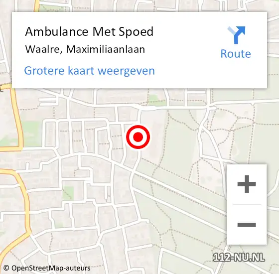 Locatie op kaart van de 112 melding: Ambulance Met Spoed Naar Waalre, Maximiliaanlaan op 10 juni 2018 08:38