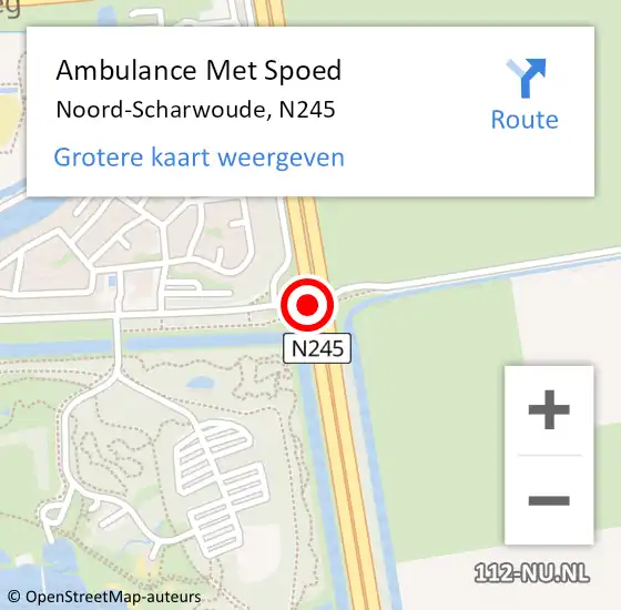 Locatie op kaart van de 112 melding: Ambulance Met Spoed Naar Noord-Scharwoude, N245 op 10 juni 2018 10:24