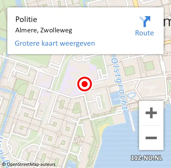 Locatie op kaart van de 112 melding: Politie Almere, Zwolleweg op 10 juni 2018 10:27