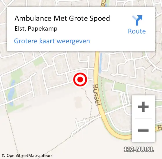 Locatie op kaart van de 112 melding: Ambulance Met Grote Spoed Naar Elst, Papekamp op 10 juni 2018 13:00