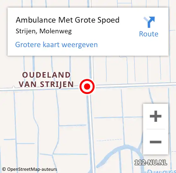 Locatie op kaart van de 112 melding: Ambulance Met Grote Spoed Naar Strijen, Molenweg op 10 juni 2018 14:42