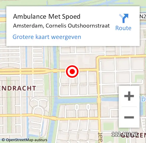 Locatie op kaart van de 112 melding: Ambulance Met Spoed Naar Amsterdam, Cornelis Outshoornstraat op 10 juni 2018 16:06