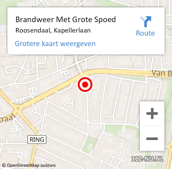 Locatie op kaart van de 112 melding: Brandweer Met Grote Spoed Naar Roosendaal, Kapellerlaan op 10 juni 2018 16:07
