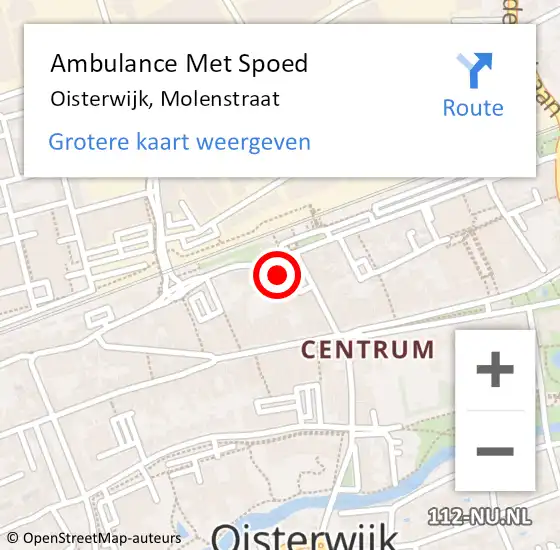 Locatie op kaart van de 112 melding: Ambulance Met Spoed Naar Oisterwijk, Molenstraat op 10 juni 2018 19:08