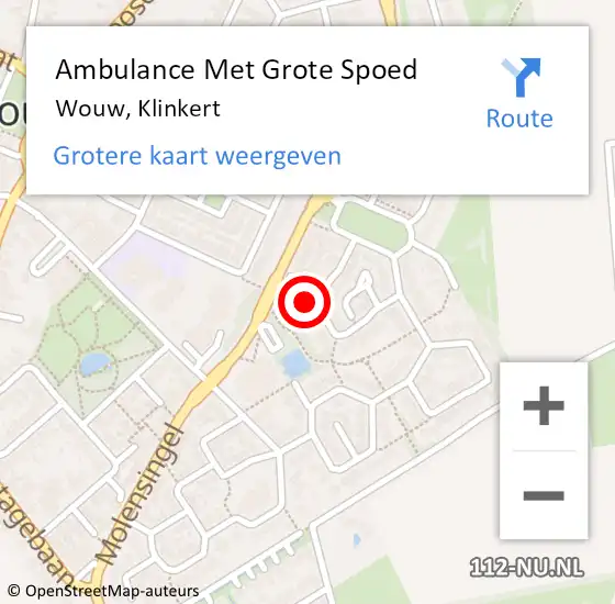 Locatie op kaart van de 112 melding: Ambulance Met Grote Spoed Naar Wouw, Klinkert op 10 juni 2018 19:25