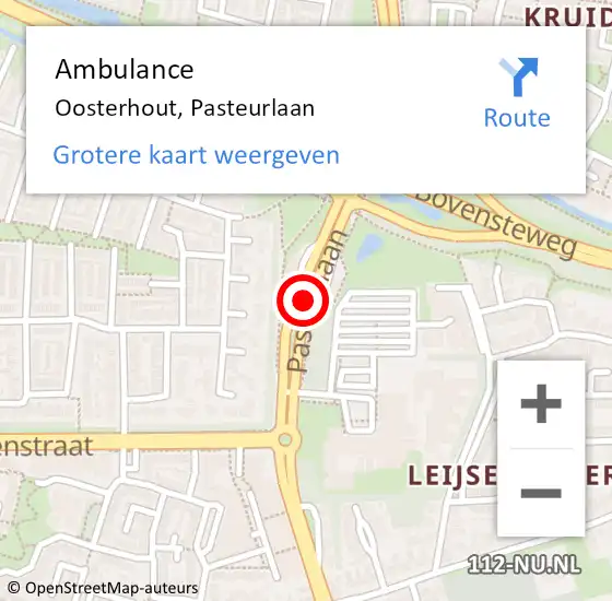 Locatie op kaart van de 112 melding: Ambulance Oosterhout, Pasteurlaan op 10 juni 2018 20:29