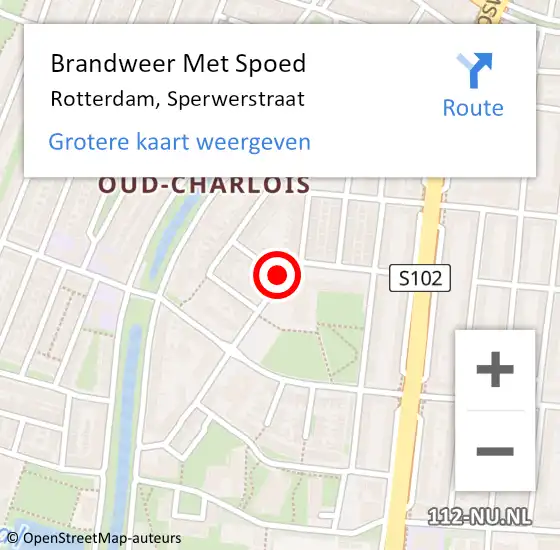 Locatie op kaart van de 112 melding: Brandweer Met Spoed Naar Rotterdam, Sperwerstraat op 10 juni 2018 23:40