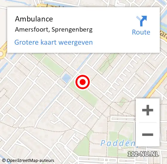 Locatie op kaart van de 112 melding: Ambulance Amersfoort, Sprengenberg op 11 juni 2018 09:08