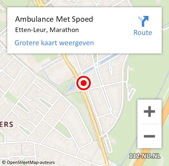 Locatie op kaart van de 112 melding: Ambulance Met Spoed Naar Etten-Leur, Marathon op 11 juni 2018 09:16