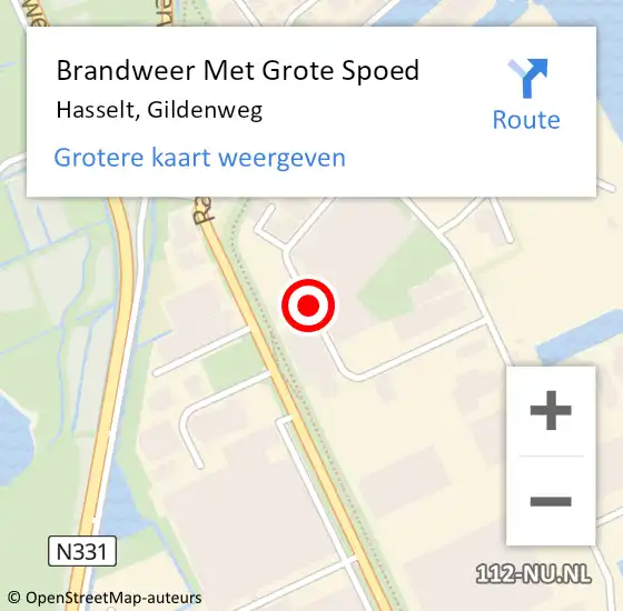 Locatie op kaart van de 112 melding: Brandweer Met Grote Spoed Naar Hasselt, Gildenweg op 11 juni 2018 11:19