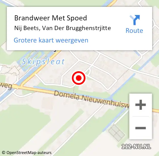 Locatie op kaart van de 112 melding: Brandweer Met Spoed Naar Nij Beets, Van Der Brugghenstrjitte op 11 juni 2018 11:39