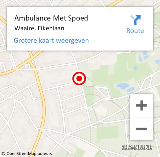 Locatie op kaart van de 112 melding: Ambulance Met Spoed Naar Waalre, Eikenlaan op 11 juni 2018 11:55