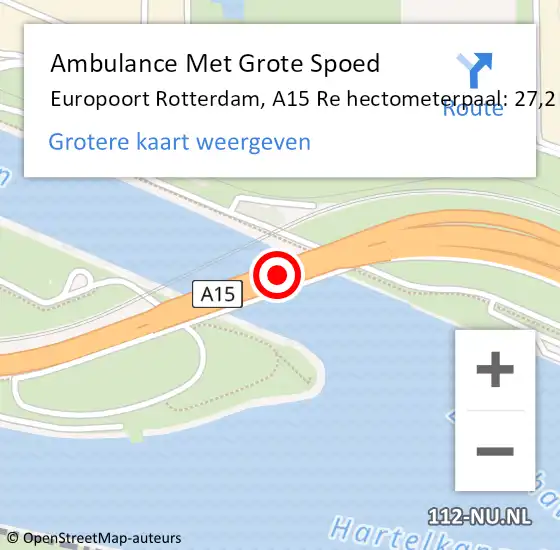 Locatie op kaart van de 112 melding: Ambulance Met Grote Spoed Naar Europoort Rotterdam, N15 Li hectometerpaal: 36,5 op 11 juni 2018 12:06