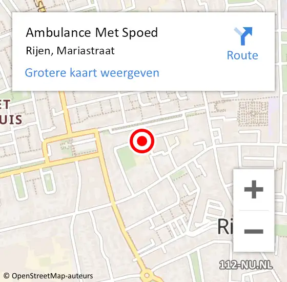 Locatie op kaart van de 112 melding: Ambulance Met Spoed Naar Rijen, Mariastraat op 11 juni 2018 14:27