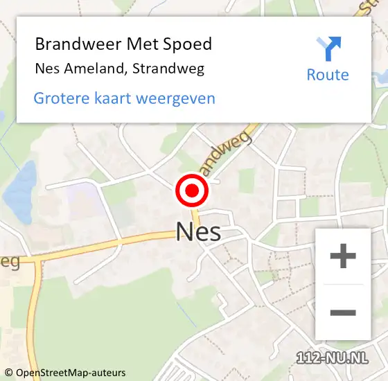 Locatie op kaart van de 112 melding: Brandweer Met Spoed Naar Nes Ameland, Strandweg op 11 juni 2018 16:08