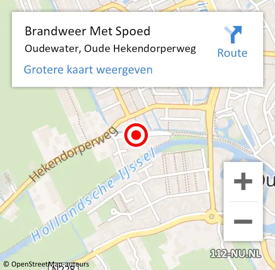Locatie op kaart van de 112 melding: Brandweer Met Spoed Naar Oudewater, Oude Hekendorperweg op 11 juni 2018 17:02