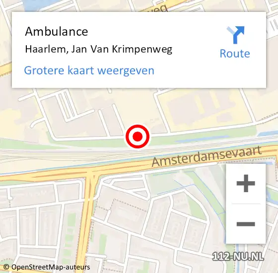 Locatie op kaart van de 112 melding: Ambulance Haarlem, Jan Van Krimpenweg op 11 juni 2018 18:08