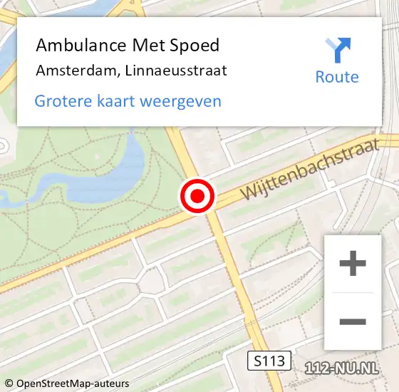 Locatie op kaart van de 112 melding: Ambulance Met Spoed Naar Amsterdam, Linnaeusstraat op 11 juni 2018 21:04
