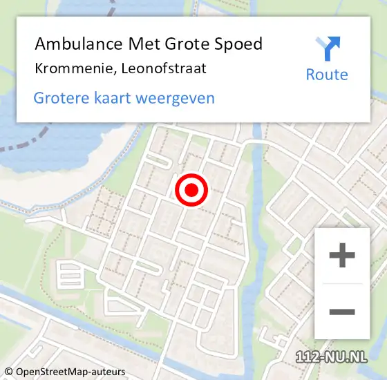Locatie op kaart van de 112 melding: Ambulance Met Grote Spoed Naar Krommenie, Leonofstraat op 11 juni 2018 21:08