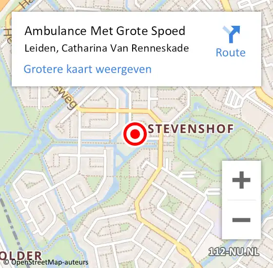 Locatie op kaart van de 112 melding: Ambulance Met Grote Spoed Naar Leiden, Catharina Van Renneskade op 12 juni 2018 01:41