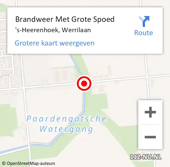 Locatie op kaart van de 112 melding: Brandweer Met Grote Spoed Naar 's-Heerenhoek, Werrilaan op 12 juni 2018 01:55