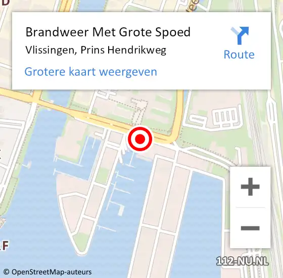 Locatie op kaart van de 112 melding: Brandweer Met Grote Spoed Naar Vlissingen, Prins Hendrikweg op 12 juni 2018 06:19