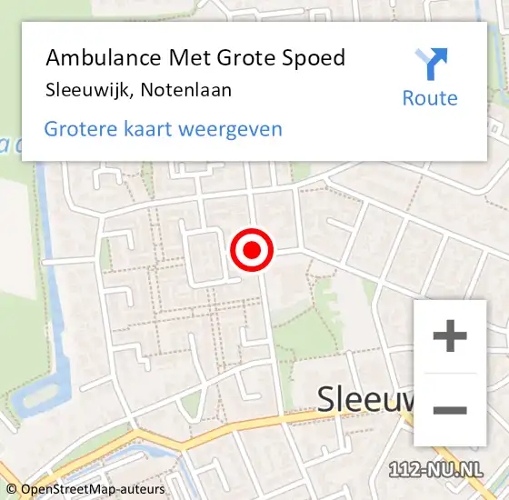 Locatie op kaart van de 112 melding: Ambulance Met Grote Spoed Naar Sleeuwijk, Notenlaan op 12 juni 2018 07:30