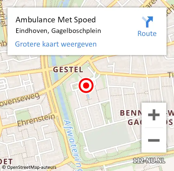Locatie op kaart van de 112 melding: Ambulance Met Spoed Naar Eindhoven, Gagelboschplein op 12 juni 2018 10:10