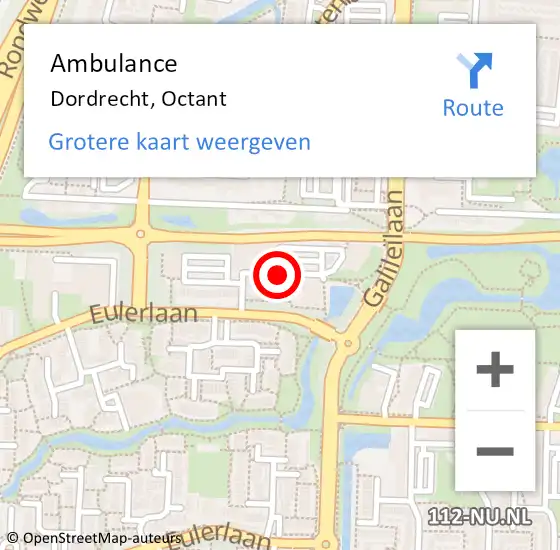 Locatie op kaart van de 112 melding: Ambulance Dordrecht, Octant op 12 juni 2018 13:13