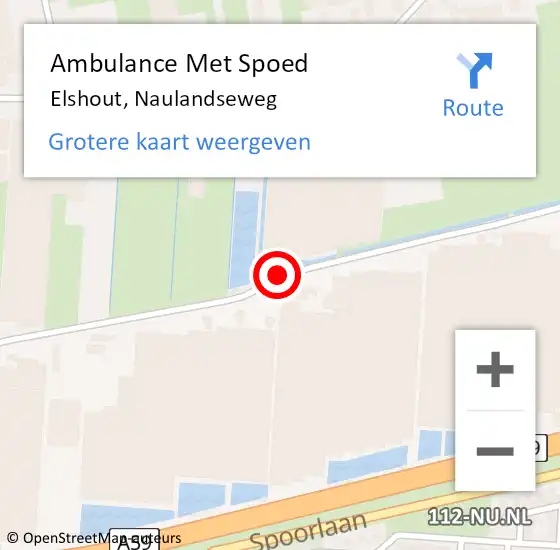 Locatie op kaart van de 112 melding: Ambulance Met Spoed Naar Elshout, Naulandseweg op 12 juni 2018 13:20