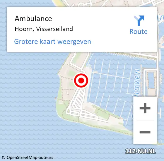 Locatie op kaart van de 112 melding: Ambulance Hoorn, Visserseiland op 12 juni 2018 14:49