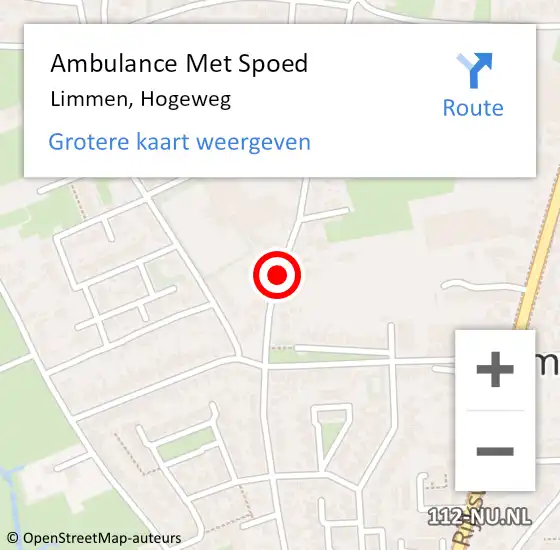 Locatie op kaart van de 112 melding: Ambulance Met Spoed Naar Limmen, Hogeweg op 12 juni 2018 15:04